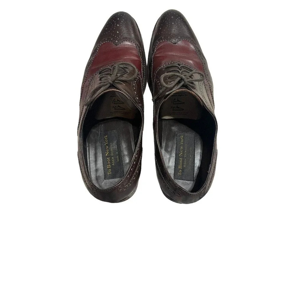 To Boot New York Two Toned Wingtip Brogue Oxford Shoes size 11 Brown Oxblood - Picture 10 of 14